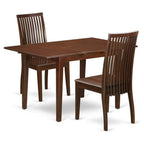 East West Furniture Noip3-Mah-W 3 Piece Dining Room Furniture Set Contains A Rectangle Kitchen Table With Butterfly Leaf And 2 Dining Chairs, 32X54 Inch, Mahogany