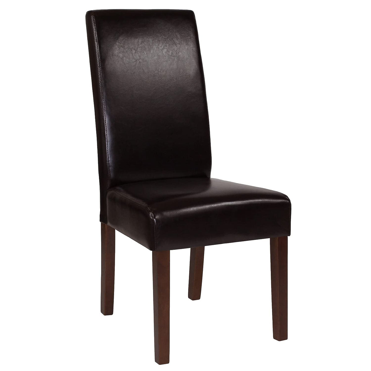 Flash Furniture Greenwich Series Brown LeatherSoft Upholstered Panel Back Mid-Century Parsons Dining Chair