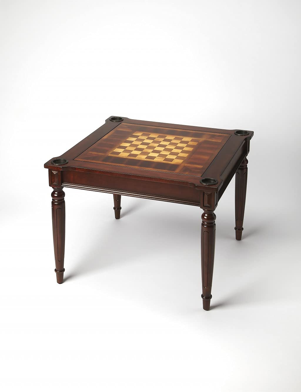 HomeRoots Dark Brown Poplar Hardwood Solids, MDF, veneers Traditional Cherry Multi Game Table