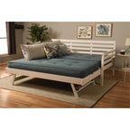 Kodiak Furniture Boho Wood Daybed and Pop Up Bed in White with Linen Mattress