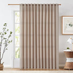 Jinchan Linen Blend Curtain For Living Room 90 Inch Length Extra Wide For Room Divider Taupe Curtain Rustic Farmhouse Curtain Back Tab Light Filtering Drapes Bedroom Window Curtain 1 Panel Taupe