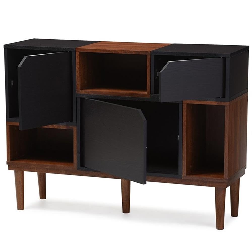 Baxton Furniture Studios Anderson Mid-Century Retro Modern Oak and Wood Sideboard Storage, Espresso