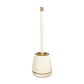 Modern Toilet Brush with Storage Holder, Long Handle Soft Bristle Bathroom Toilet Bowl Scrub Brush, Gold Trim Plastic Toilet Cle