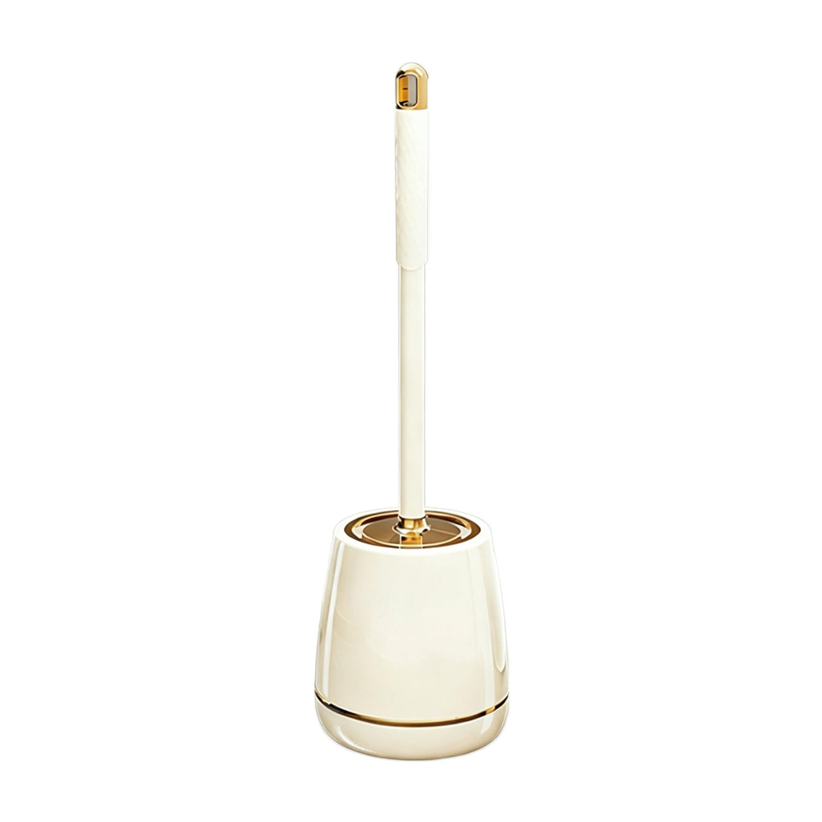 Modern Toilet Brush with Storage Holder, Long Handle Soft Bristle Bathroom Toilet Bowl Scrub Brush, Gold Trim Plastic Toilet Cle