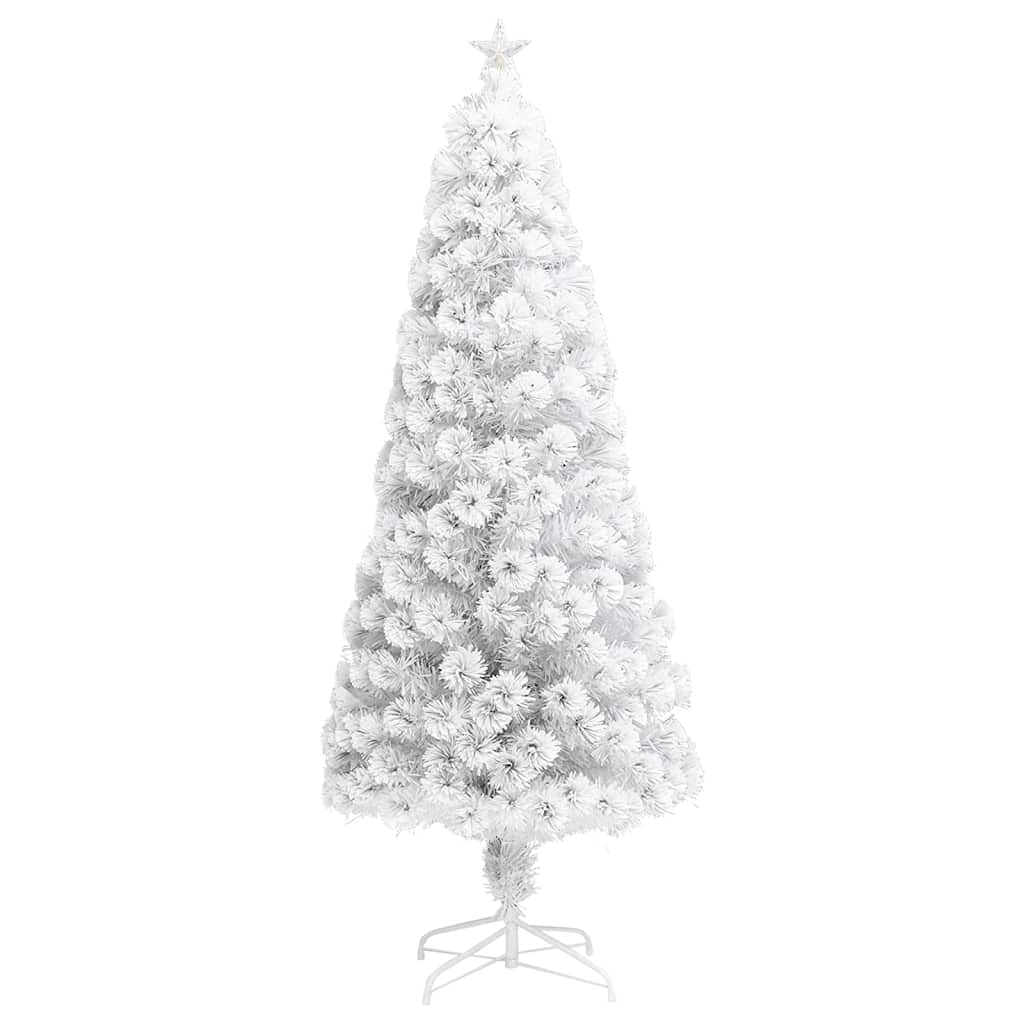 Vidaxl Artificial Christmas Tree 6 Ft With Led And Fiber Optic Lights, Starlit Top, Reusable And Economical, Stable Stand, Ideal Holiday Decor