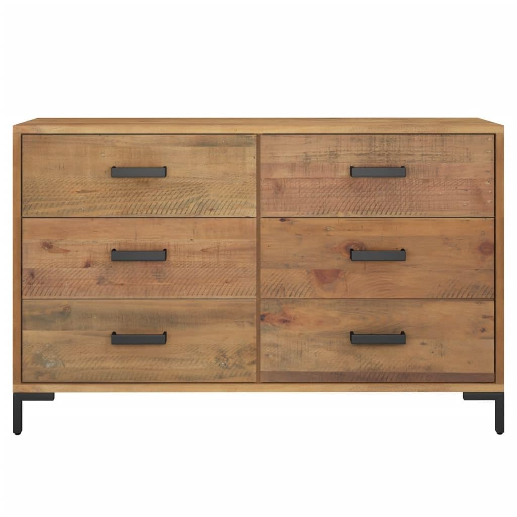 vidaXL Solid Wood Pine Sideboard 43.3"x13.8"x27.6" - Brown, Industrial, Vintage-Inspired Living Room Storage Solution