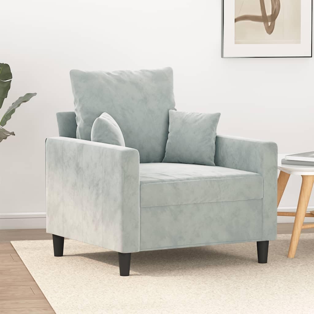 vidaXL Velvet Sofa Chair in Light Gray - Modern Styling with Comfortable Padding and Durable Metal Frame