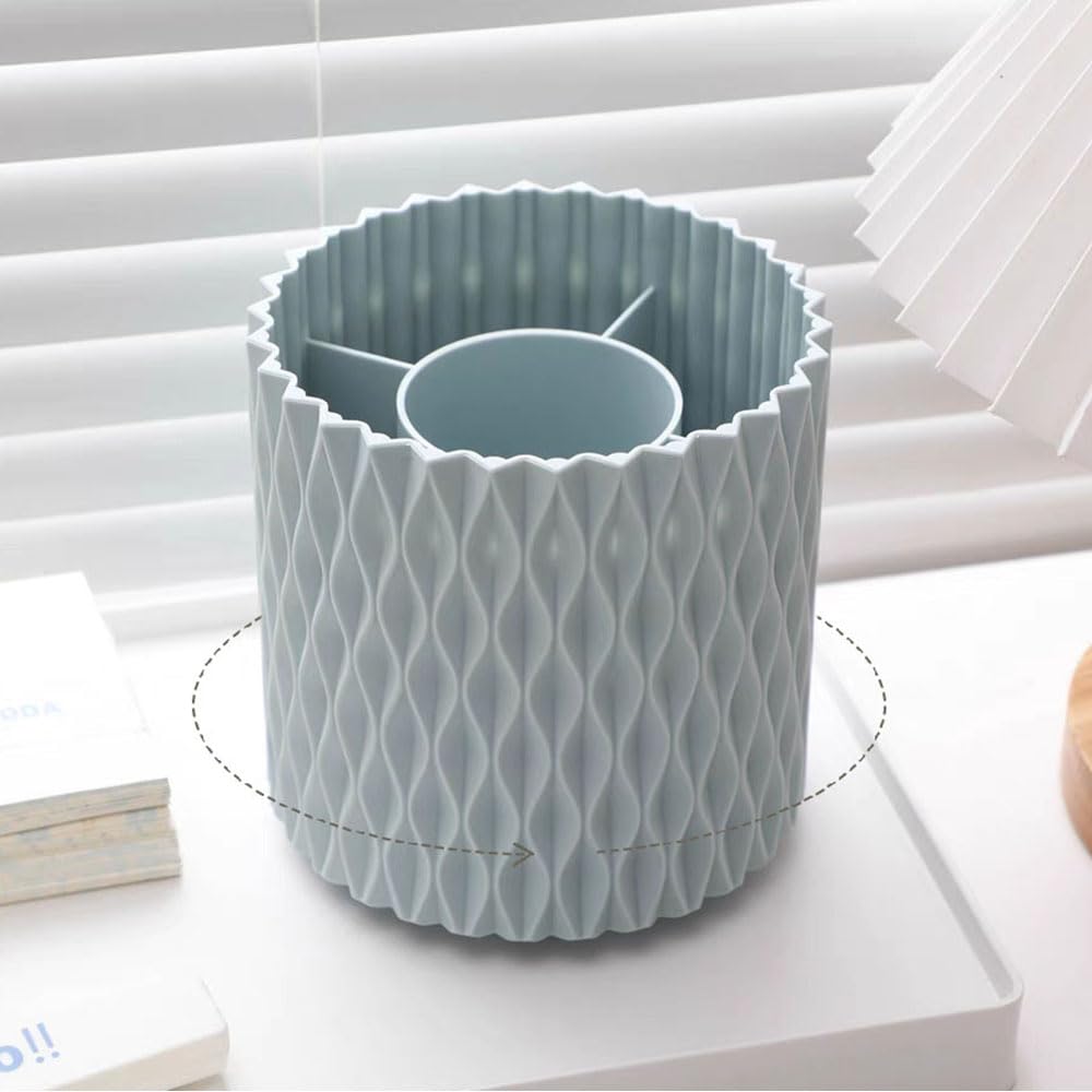 Owlfavo Rotate Desk Organizer, Spinning Pen Holder Stationery, 360-Degree Pencil Accessories Storage Caddy Tray For College, Hom