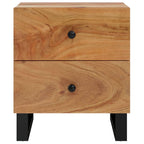 vidaXL Acacia Wood Bedside Cabinets, Set of 2, Black Iron Frame - Industrial Styled, Solid Wood Nightstands with Unique Grain Variations - Size: 15.7"x13"x18.1"