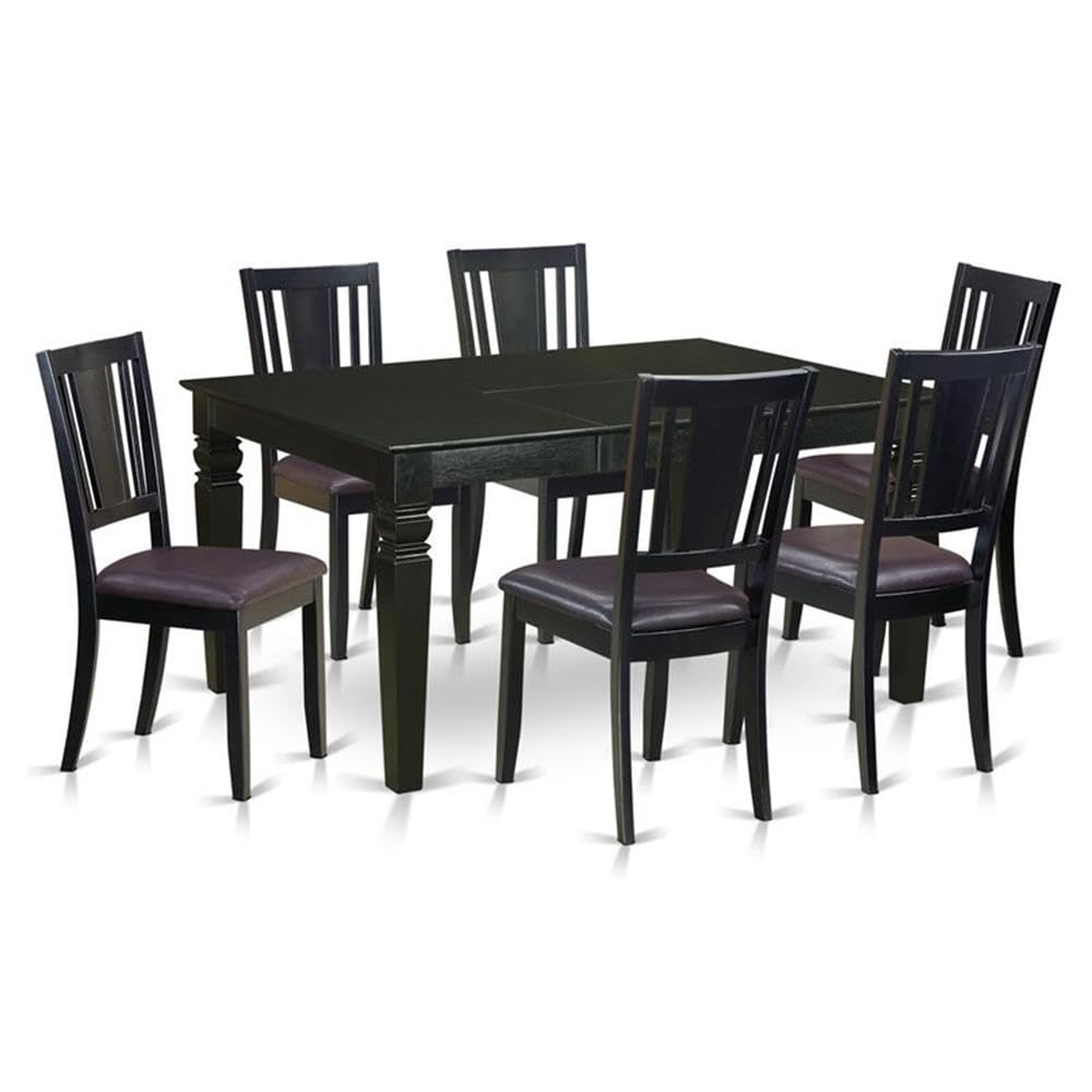 East West Furniture WEDU7-BLK-LC 7 Piece Dining Table Set - Thumbnail 2