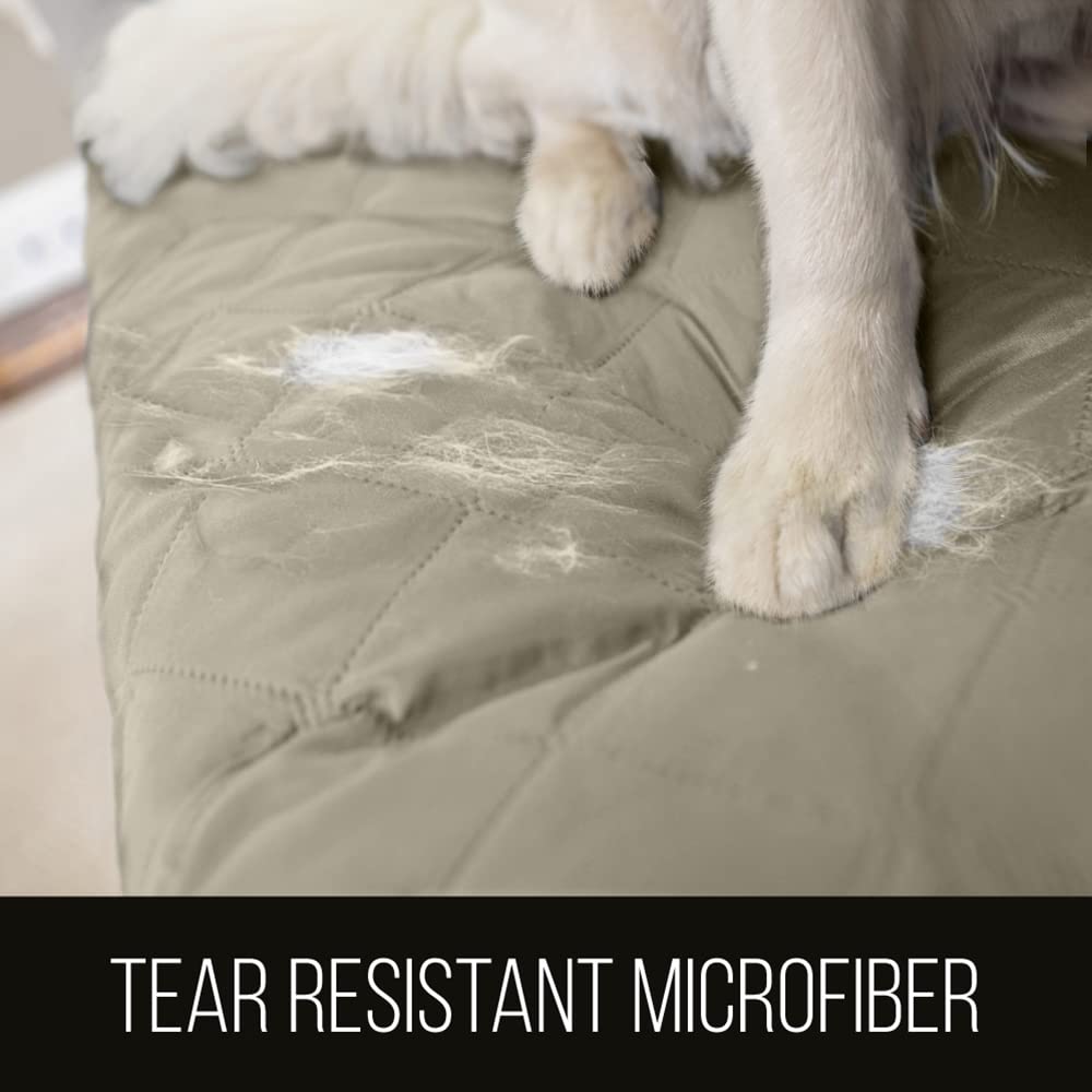 Sofa Shield Patented Recliner Slip Cover, Large Cushion Protector, Reversible Stain And Dog Tear Resistant Slipcover, Quilted Microfiber 28” Seat, Washable Covers For Dogs Pets Kids, Light Taupe