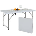 Mghh 6Ft Folding Table, Plastic Table Camping Table Foldable Portable Picnic Table Outdoor Dining Table With Carrying Handle For