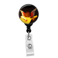 Rosso Fiorentino - Angel Playing Music - Retractable Badge Reel - Id Name Tag Custom Badge Holder (Black Badge Reel With Belt Sl
