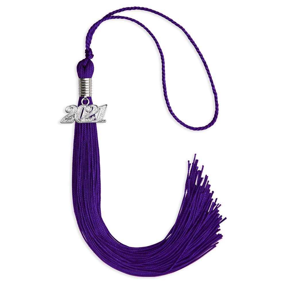 Endea Graduation Single Color Tassel with Silver Date Drop (Purple, 2021)