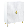 Acme Gaines 2-Door Accent Cabinet with Metal Legs in White High Gloss