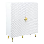 Acme Gaines 2-Door Accent Cabinet with Metal Legs in White High Gloss