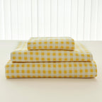 NSNLGSGC Yellow Gingham Full Sheet Set, Soft Brushed Microfiber Plaid Full Bed Sheets, 4-Pieces Grid Sheet Set with Deep Pocket