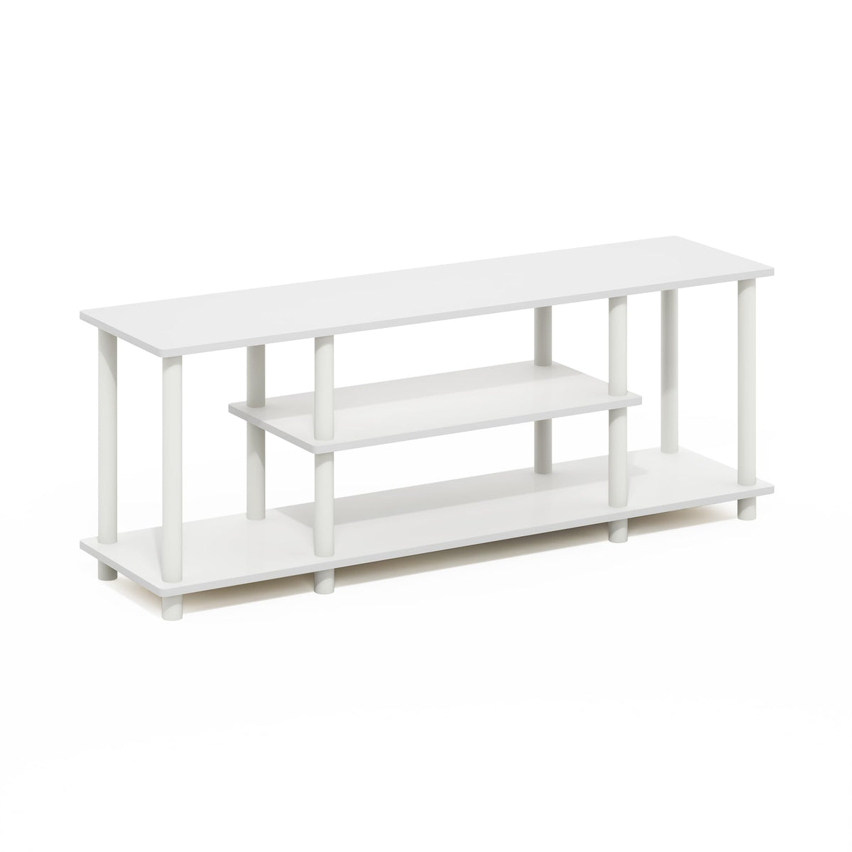 Furinno Turn-N-Tube No Tools 3D 3-Tier Entertainment Tv Stands, White/White