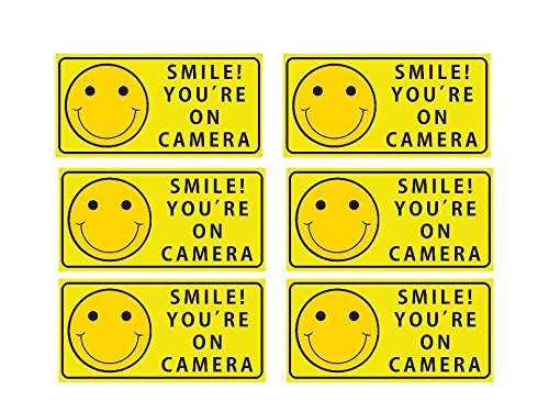 Sutter Signs Smile You'Re On Camera Security Stickers Indoor & Outdoor 4-Inch By 2-Inch (Pack Of 6)