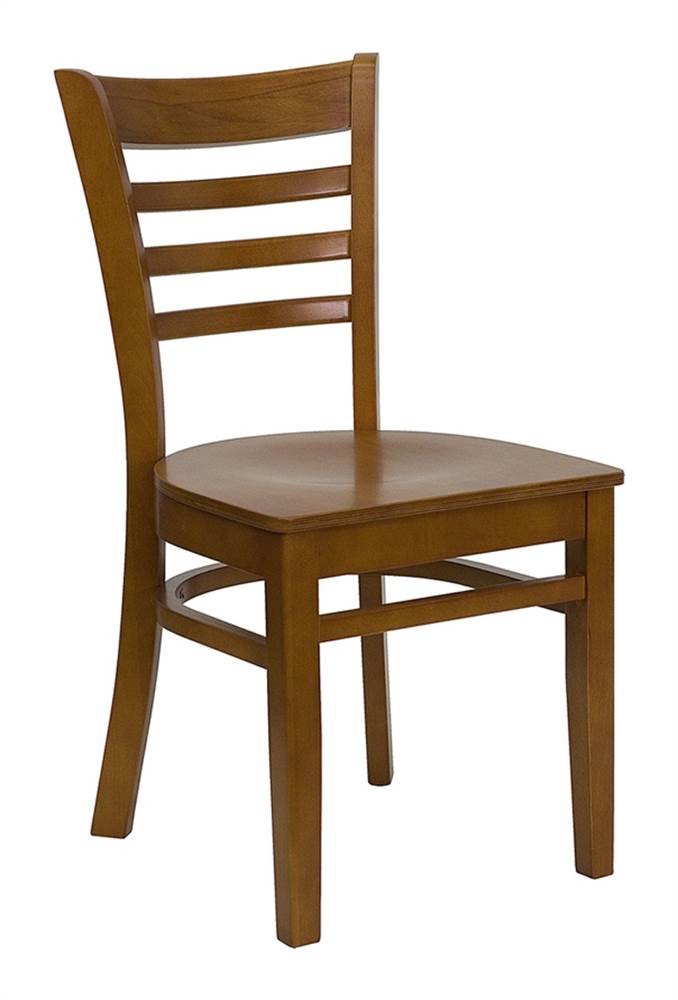 2 Pk. HERCULES Series Cherry Finished Ladder Back Wooden Restaurant Chair