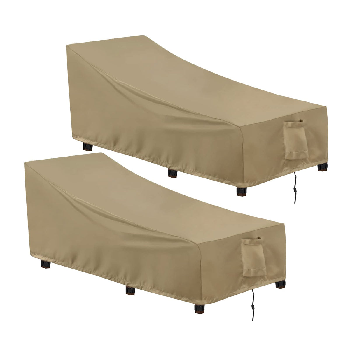 Outdoorlines Outdoor Waterproof Patio Chaise Lounge Chair Cover - Uv Resistant Lounger Covers Heavy Duty Weatherproof Patio Sofa Furniture Covers, 2 Packs, 64Wx28Dx30H Inches, Camel
