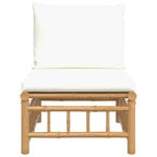 vidaXL Bamboo Patio Middle Sofa with Cream White Cushions - Comfortable and Durable Outdoor Seating Solution for Garden, Backyard and Patio