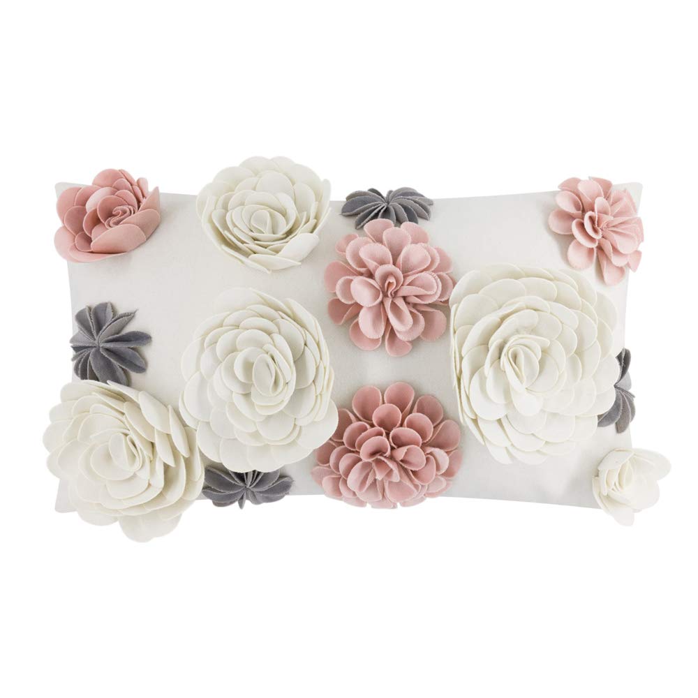 Kingrose 3D Flower Throw Pillow Cover Decorative Accent Pillow Case Floral Cushion Cover Sofa Bed Living Room Home Decor 12 X 20