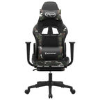 vidaXL Adjustable Gaming Chair with Footrest - Black and Camouflage, Faux Leather Upholstered Seat, Sturdy Frame, 360° Swivel Design