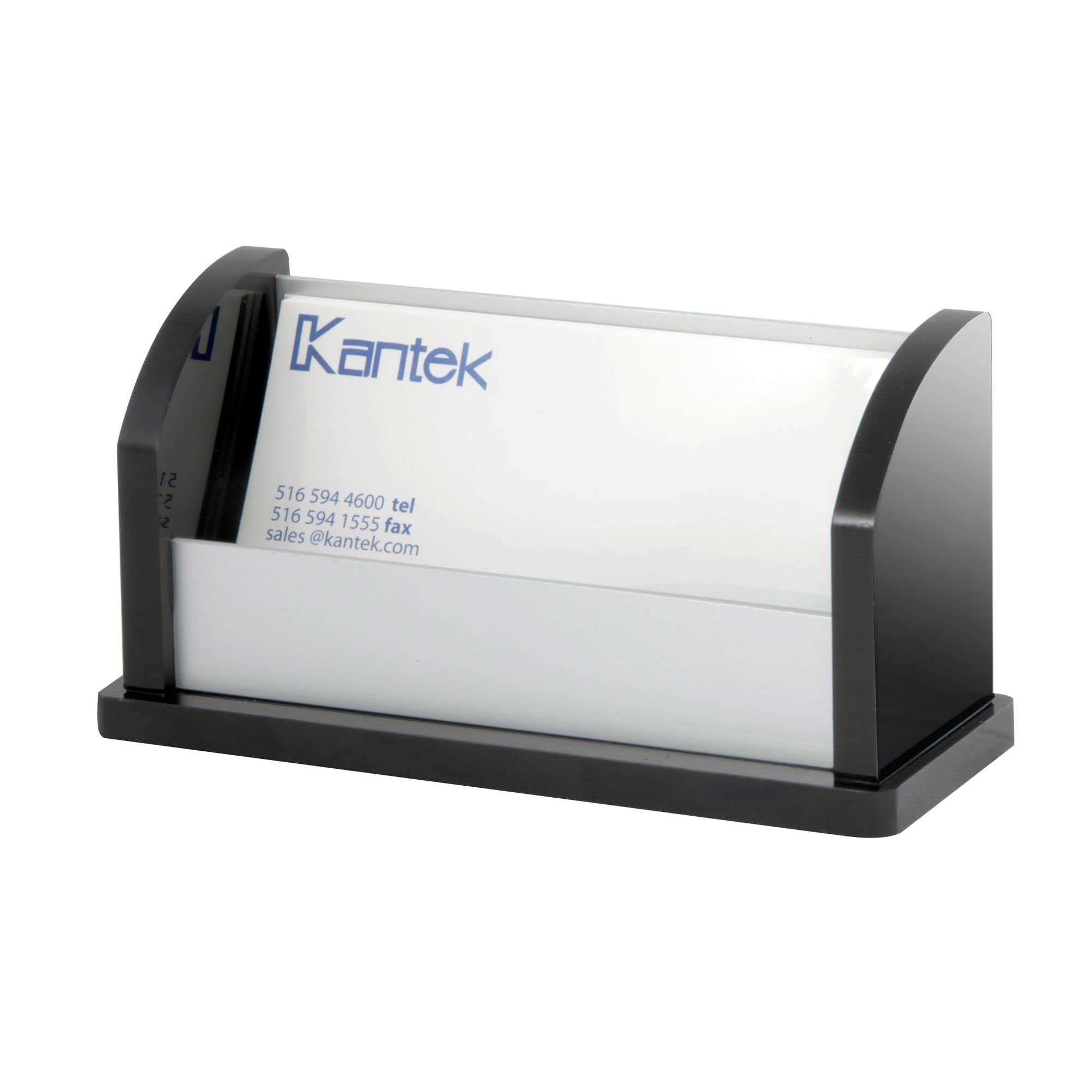 Kantek Black Acrylic And Aluminum Business Card Holder, 4.5-Inch Wide X 2-Inch Deep X 2.5-Inch High (Ba330)