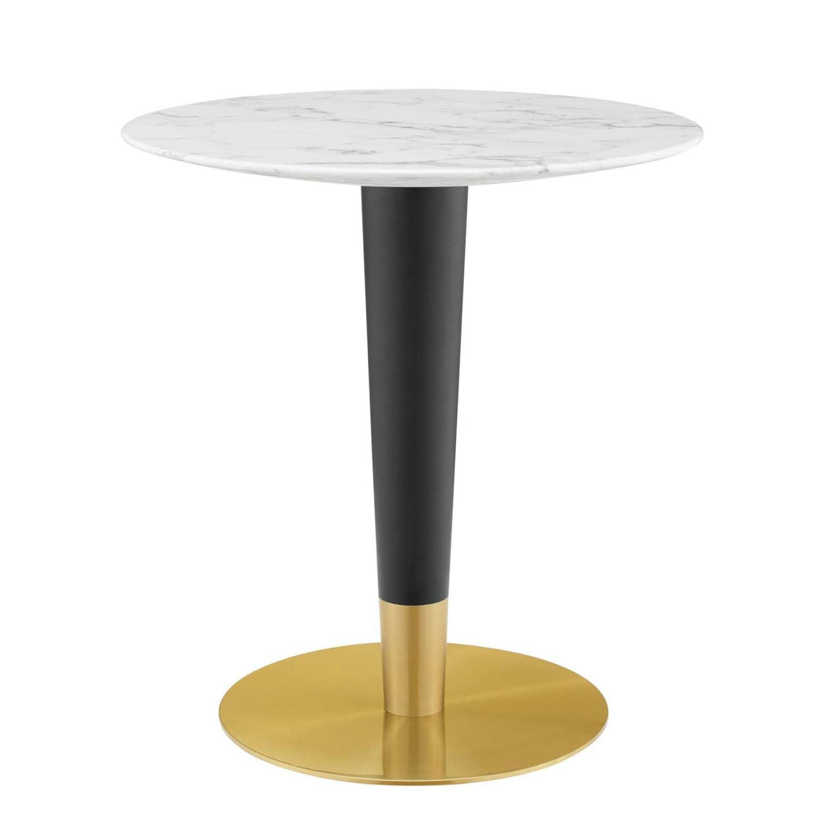 Modway Zinque Artificial Marble Dining Table, 28 Inch, Gold White