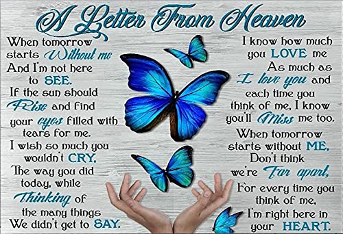 Licpact Metal Signs Plaques Wall Decor Hanging Art a Letter from Heaven Butterfly Posters Prints Art Sculpture Decorative for Ho