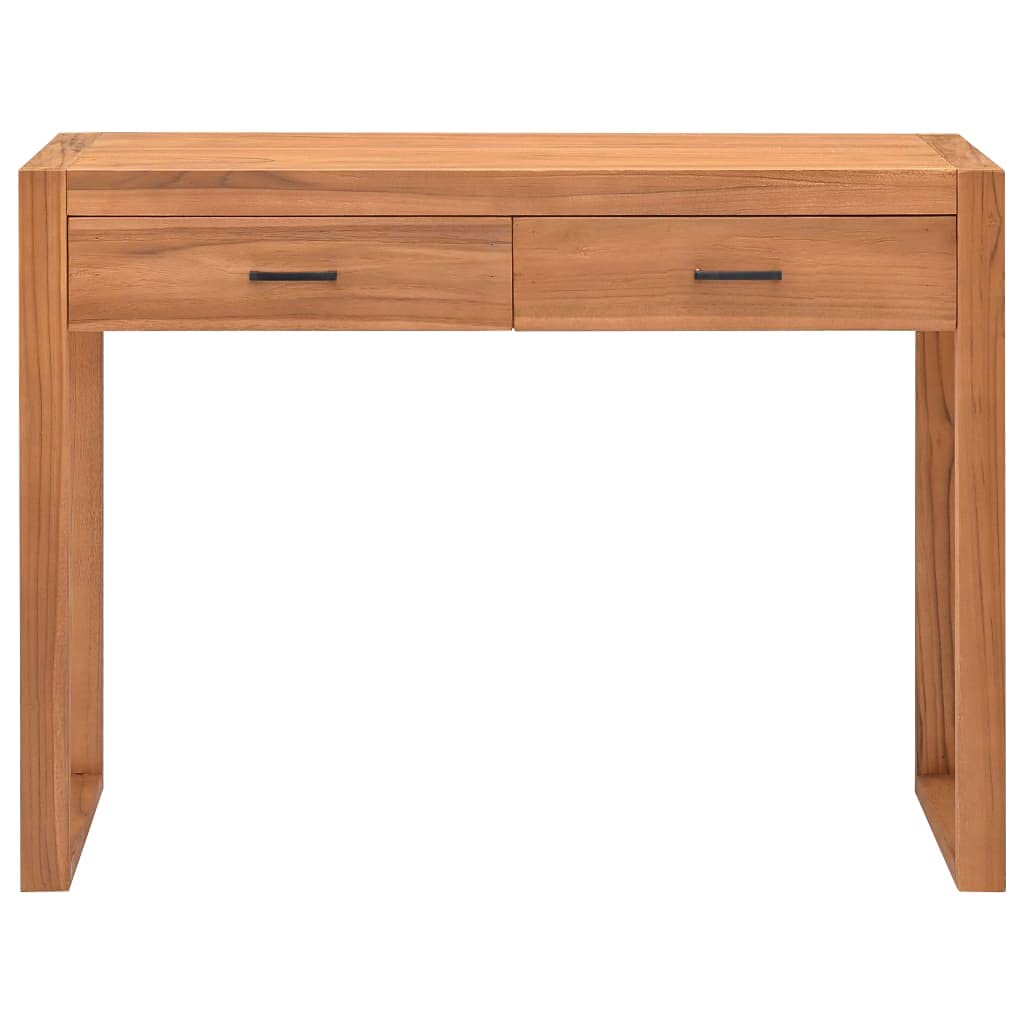 vidaXL Teak Wood Desk – Versatile Home Office/Writing Desk with 2 Drawers, Rustic Brown Computer Table/Console, Handcrafted Workspace