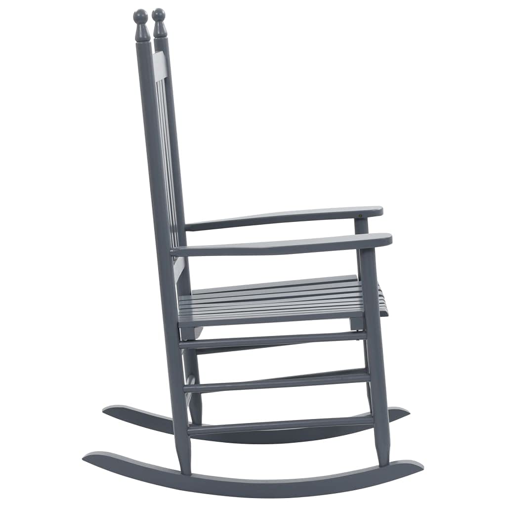vidaXL Solid Poplar Wood Vintage-Style Rocking Chair - Comfortable Seating with Curved Seat - Gray - Easy Assembly Required