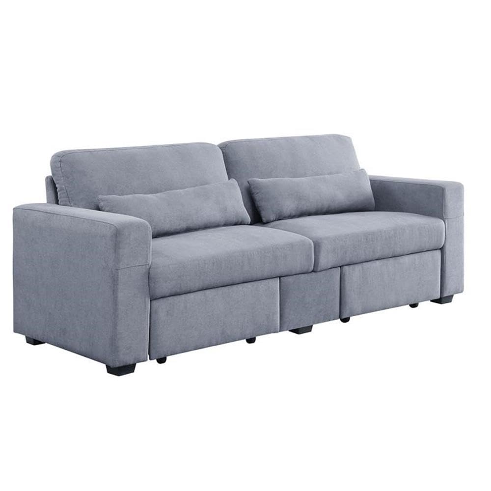 Acme Rogyne Linen Fabric Upholstery Sofa with 2 Storage Drawers in Gray