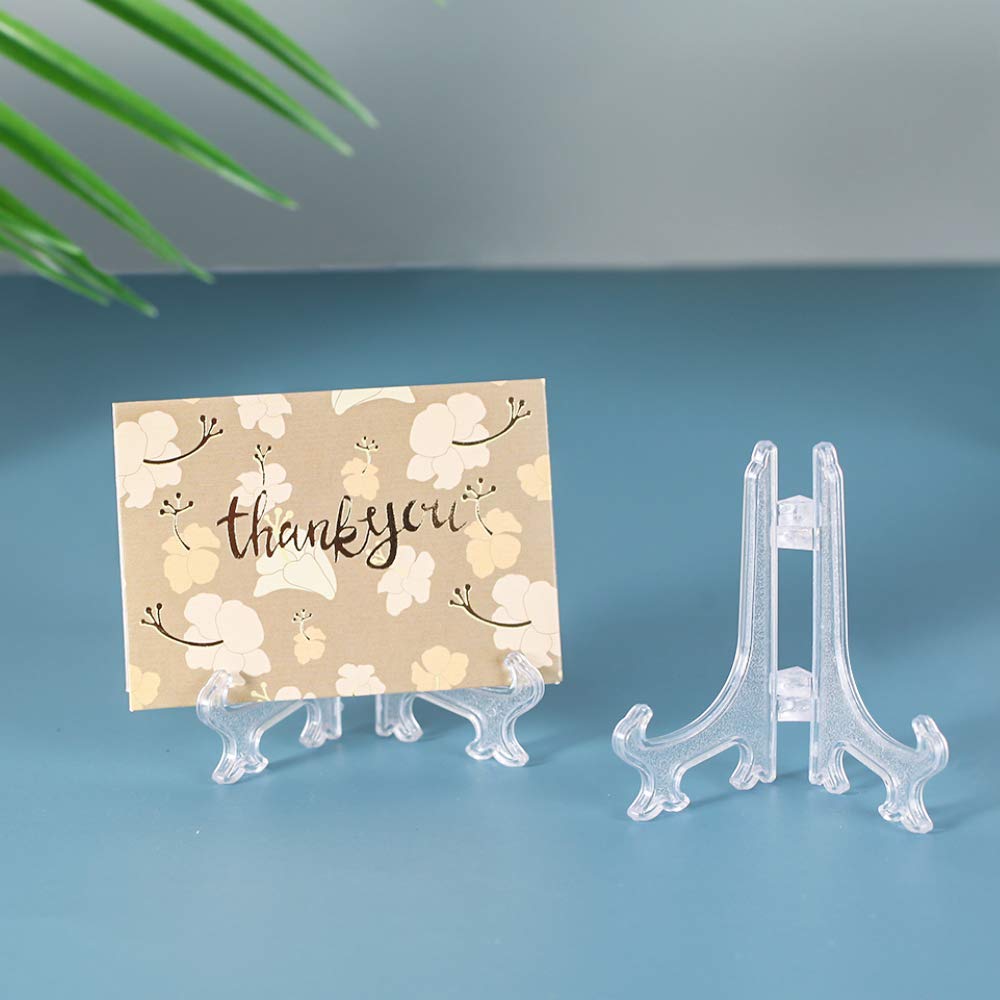Artliving 3'' Clear Plastic Stand Cookie Holder Display Stand Place Card Holder Display Easels At Weddings, Birthday Party(24 Pa