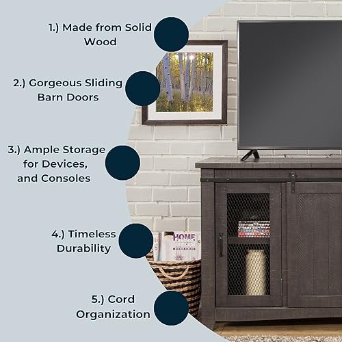 Martin Svensson Home Sierra 65&quot; Solid Wood Tv Stand, Grey