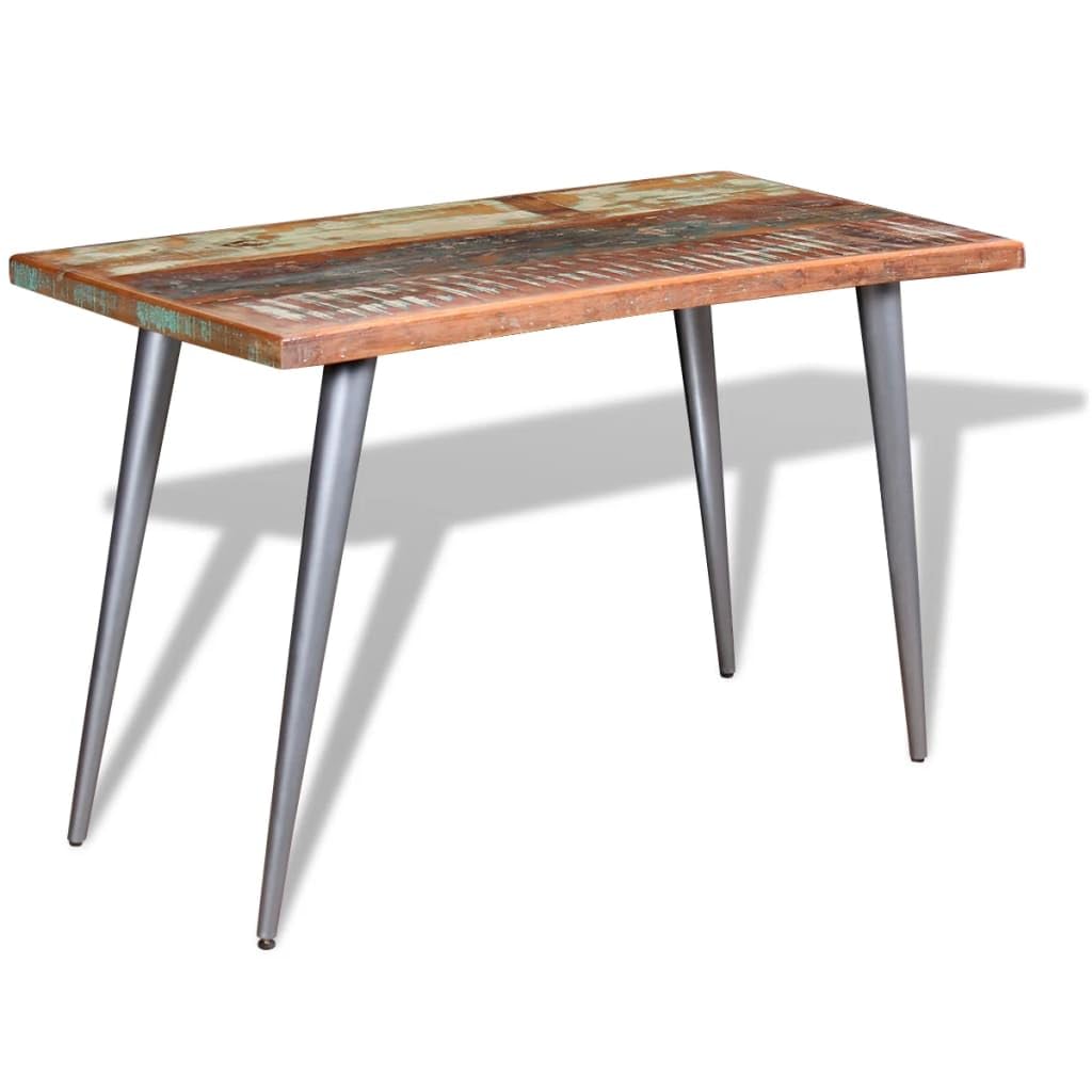 vidaXL Rectangular Dining Table Handmade with Solid Reclaimed Wood and Steel Legs -Vintage Styling and Unique Multicolour Finish – 47.2&quot;x23.6&quot;x30&quot; Dimensions