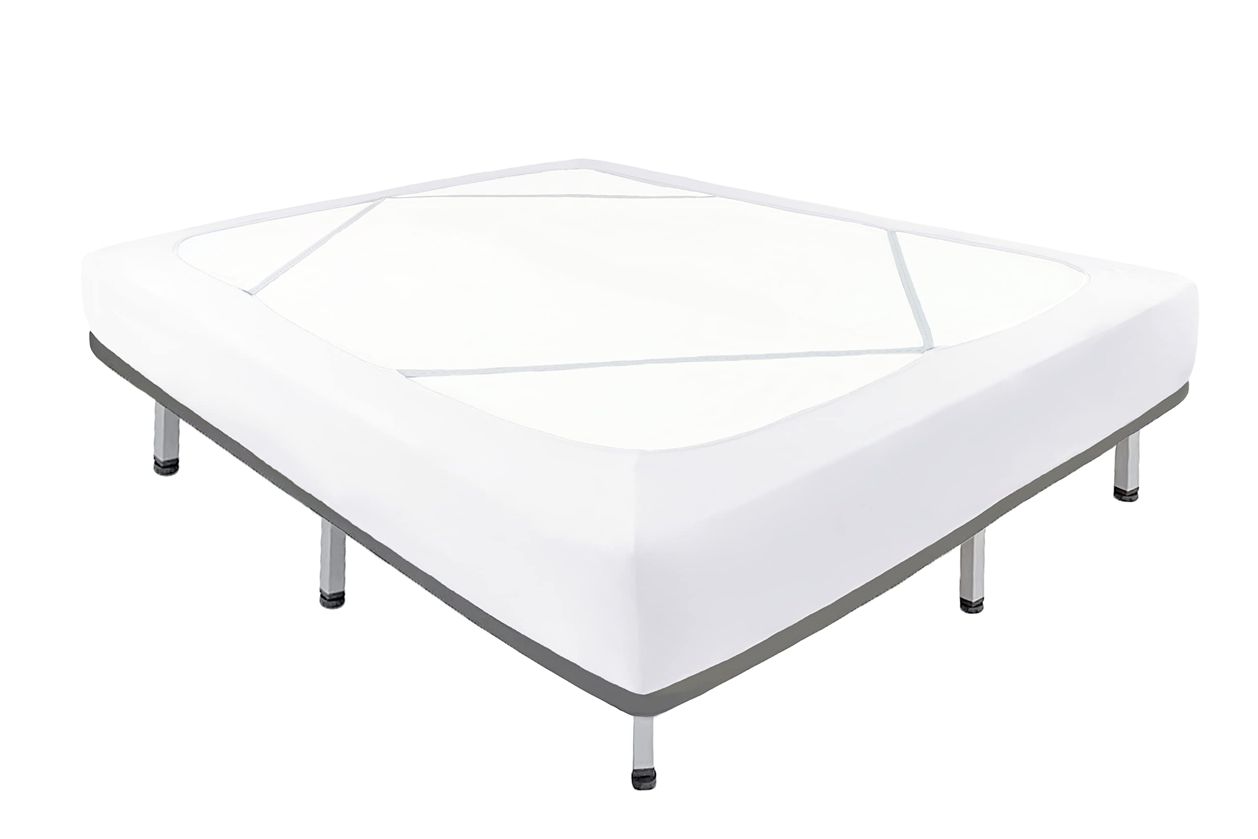 Biscaynebay Decorative Box Spring Cover Twin & Twin Xl Size, White Luxurious Jersey Knitting Stretchy Wrap Around 4 Sides Bedski