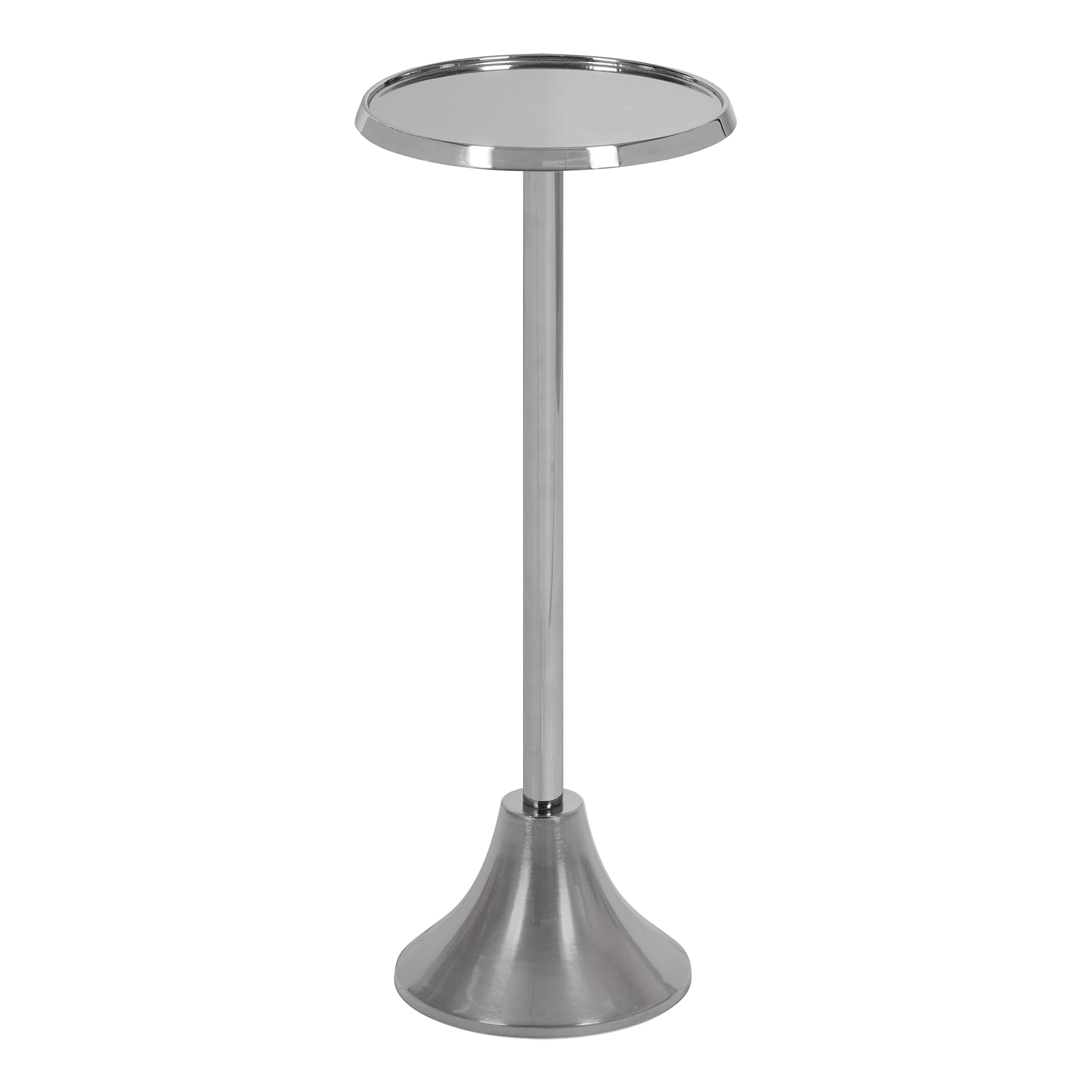 Kate and Laurel Sanzo Decorative Modern Pedestal Side Table for Use as Indoor Plant Stand or Bedroom Nightstand, 9x9x23, Silver