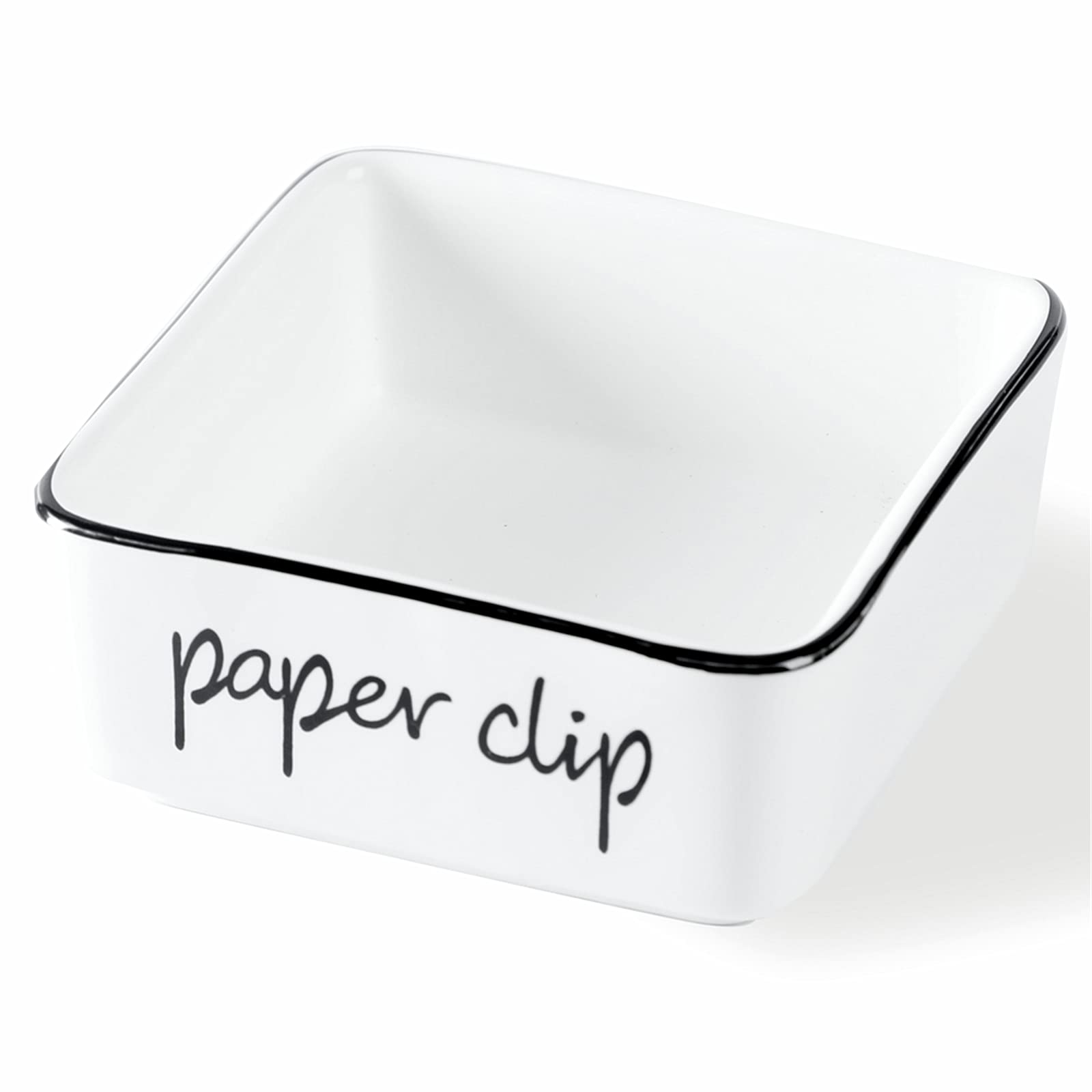 Creamic Farmhouse Paper Clip Holders For Desk 3.3 Inch (White)