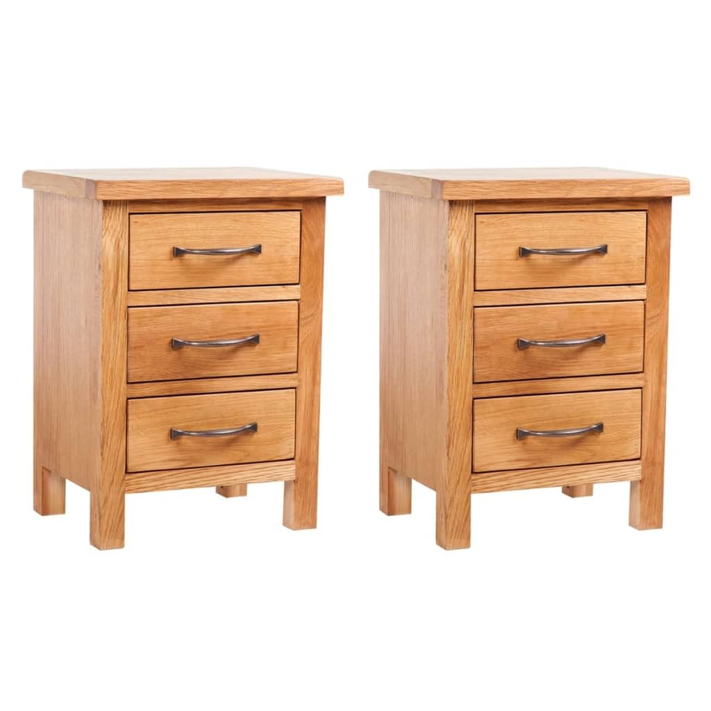 vidaXL Nightstands 2 pcs 15.8&quot;x11.8&quot;x21.3&quot; Solid Oak Wood