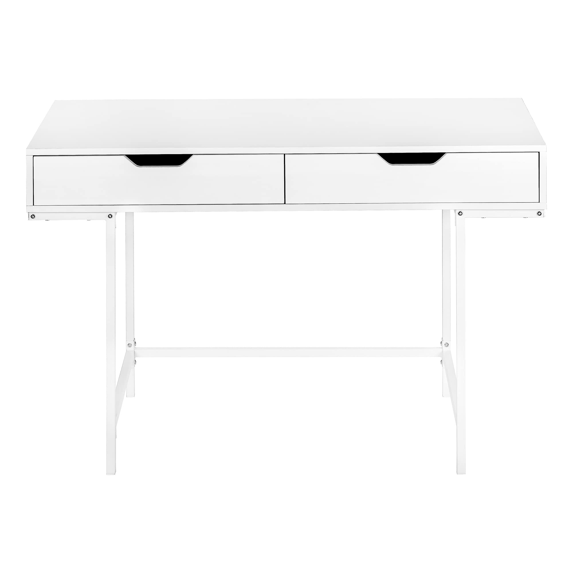 Monarch Specialties I 7554 Computer Desk, Home Office, Laptop, Storage Drawers, 48&quot; L, Work, Metal, Laminate, White, Contemporary, Modern