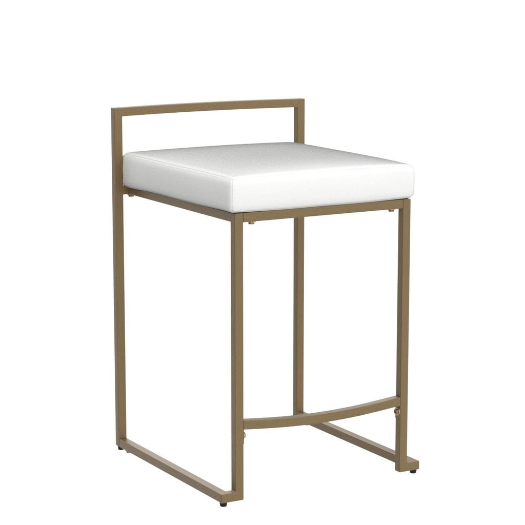 Crosley Furniture Harlowe Upholstered Seat Counter Height Bar Stools Set of 2, Kitchen and Dining, Crème and Gold
