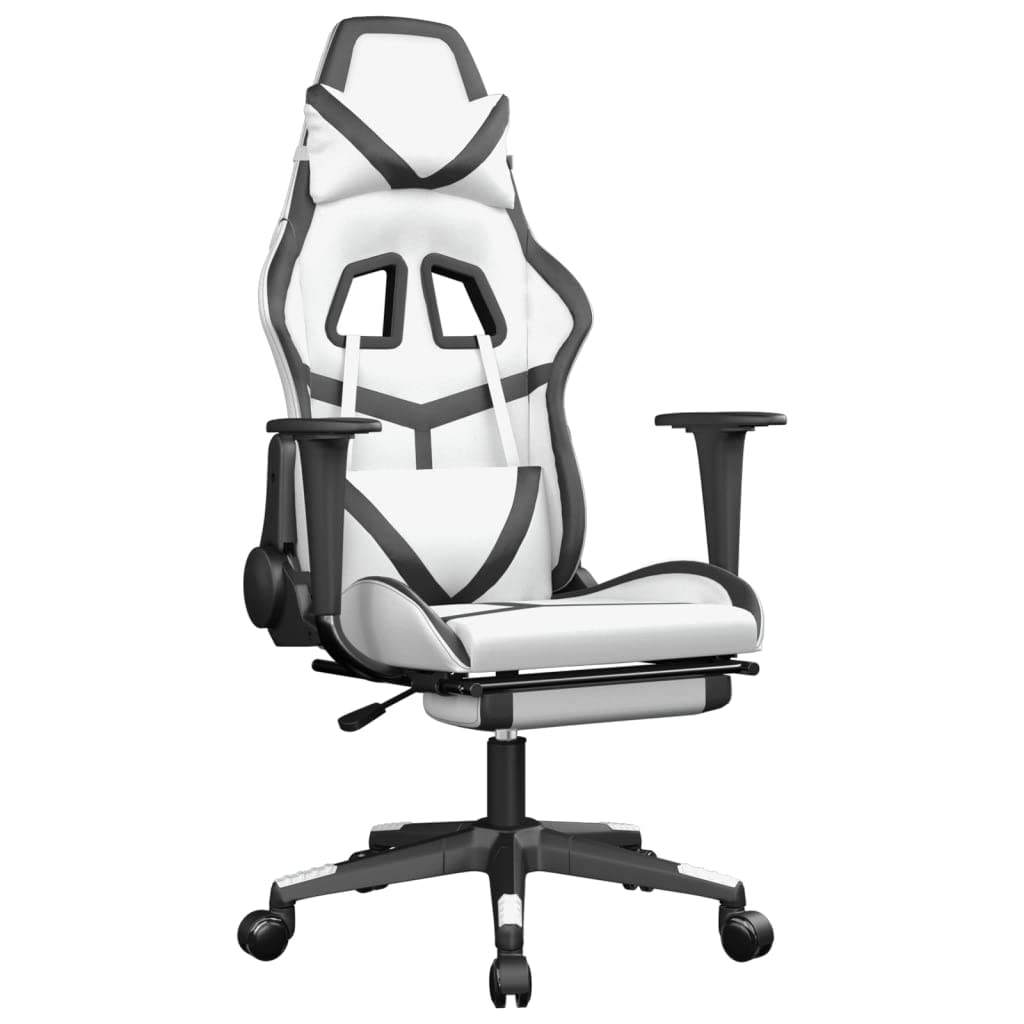 vidaXL Faux Leather Gaming Chair with Adjustable Features - Black and White - Comfortable and Stylish - Gaming/Office Use