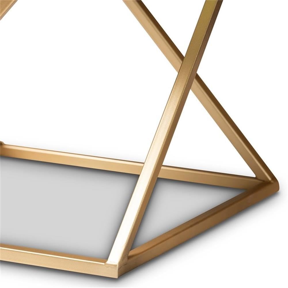 Baxton Studio Hadley Modern and Contemporary Gold Finished Metal End Table with Marble Tabletop Gold/Metal