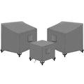 Siruiton 3 Piece Outdoor Veranda Patio Garden Furniture Cover Set With 420D Durable And Water Resistant Fabric,Fit For Outdoor Wicker Patio Furniture Sets/Rattan Chair Conversation Sets-Grey