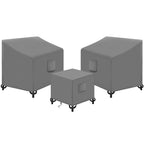 Siruiton 3 Piece Outdoor Veranda Patio Garden Furniture Cover Set With 420D Durable And Water Resistant Fabric,Fit For Outdoor Wicker Patio Furniture Sets/Rattan Chair Conversation Sets-Grey