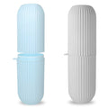 2 Pack Capsule Shaped Travel Container Anti Bacterial Holder for Store Stand Toothbrush Toothpaste Tongue Cleaner Portable Stora