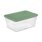 Sterilite 16 Quart Stackable Storage Boxes with Lids, Clear Plastic, Marine Blue, 2 Pack