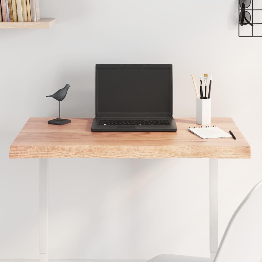 vidaXL Table Top, Solid Oak Wood with Live Edge, Light Brown, Varnished Finish, 31.5"x23.6"x(0.8"-1.6"), Ideal for Home and Commercial Settings